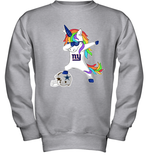 Football Dabbing Unicorn Steps On Helmet New York Giants Youth Sweatshirt