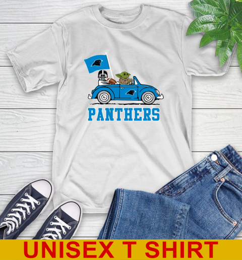 NFL Football Carolina Panthers Darth Vader Baby Yoda Driving Star Wars Shirt T-Shirt