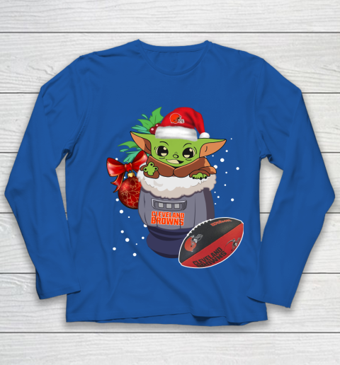 Cleveland Browns Christmas Baby Yoda Star Wars Funny Happy NFL Youth Long Sleeve 9