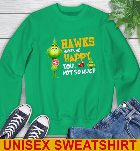 NBA Atlanta Hawks Makes Me Happy You Not So Much Grinch Basketball Sports Sweatshirt 8