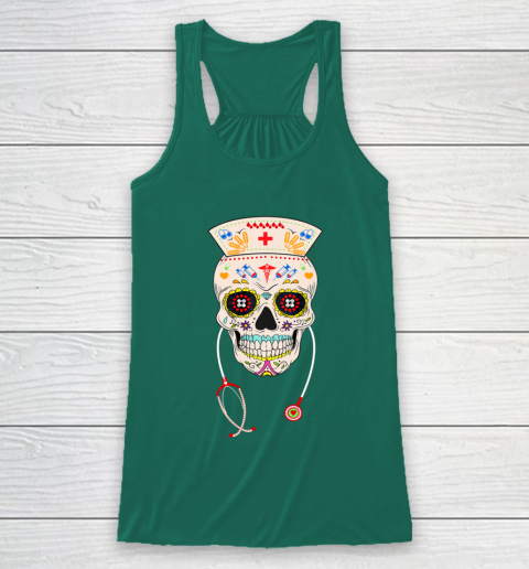 Nurse Sugar Skull Shirt Halloween Day Of The Dead Dia De Los Racerback Tank 5