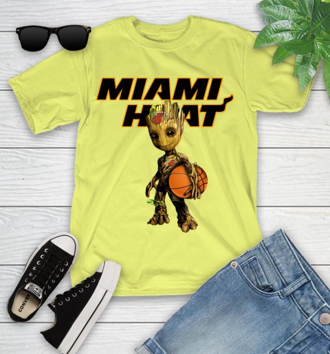 Miami Heat NBA Basketball Groot Marvel Guardians Of The Galaxy Youth T-Shirt 8