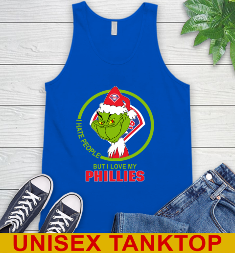 Philadelphia Phillies MLB Christmas Grinch I Hate People But I Love My Favorite Baseball Team Tank Top 5