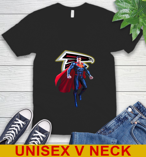 NFL Superman DC Sports Football Atlanta Falcons V-Neck T-Shirt 2