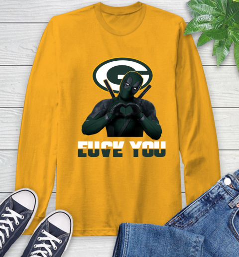 NHL Green Bay Packers Deadpool Love You Fuck You Football Sports Long Sleeve T-Shirt 2