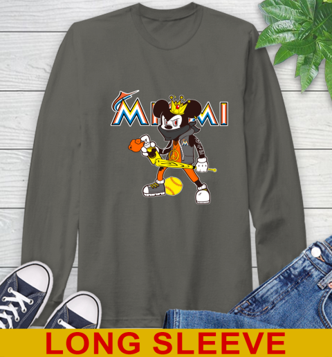 Miami Marlins MLB Baseball Mickey Peace Sign Sports Long Sleeve T-Shirt 8
