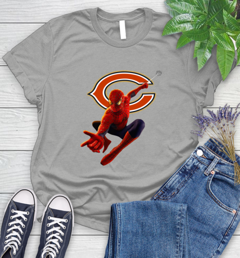 NFL Spider Man Avengers Endgame Football Chicago Bears Women's T-Shirt 10