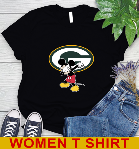 Green Bay Packers NFL Football Dabbing Mickey Disney Sports Women's T-Shirt 2