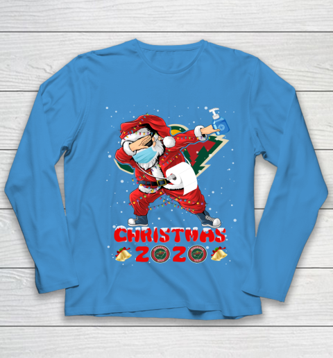 Minnesota Wild Funny Santa Claus Dabbing Christmas 2020 NHL Youth Long Sleeve 5
