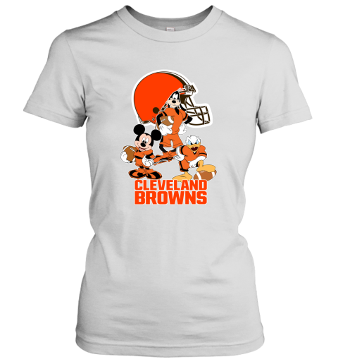 Mickey Donald Goofy The Three Cleveland Browns Football Women's T-Shirt