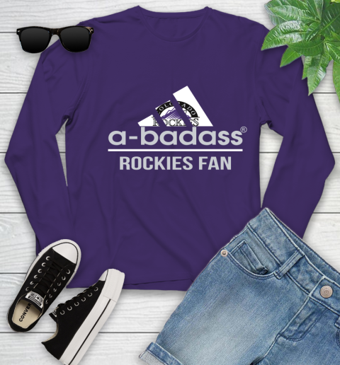 MLB A Badass Colorado Rockies Fan Adidas Baseball Sports Youth Long Sleeve - Image 5