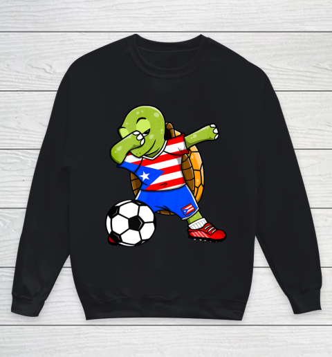 Dabbing Turtle Puerto Rico Soccer Fans Jersey Flag Football Youth Sweatshirt
