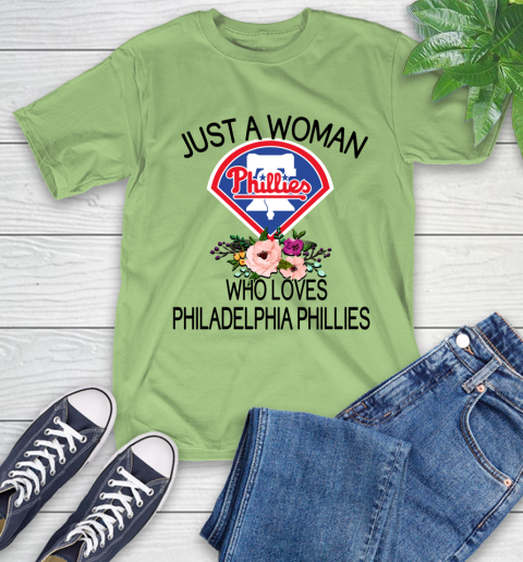 MLB Just A Woman Who Loves Philadelphia Phillies Baseball Sports T-Shirt 9