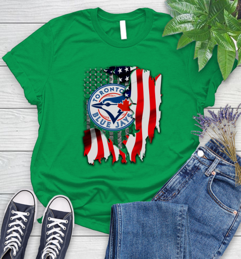 Toronto Blue Jays MLB Baseball American Flag Women's T-Shirt 9
