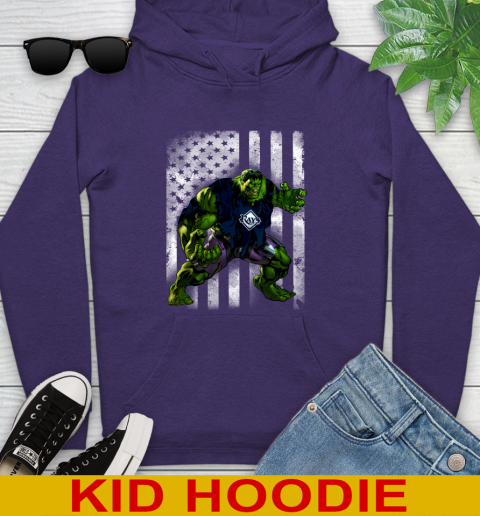 Tampa Bay Rays Hulk Marvel Avengers MLB Baseball American Flag Youth Hoodie 5