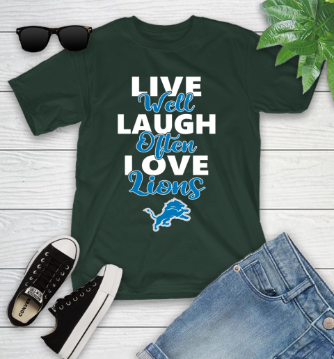 NFL Football Detroit Lions Live Well Laugh Often Love Shirt Youth T-Shirt 4