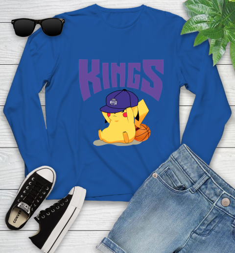 NBA Pikachu Basketball Sports Sacramento Kings Youth Long Sleeve 9