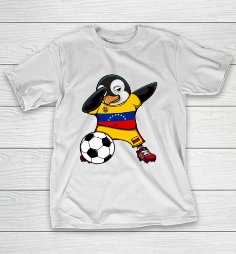 Dabbing Penguin Venezuela Soccer Fans Jersey Football Lovers T-Shirt