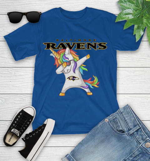Baltimore Ravens NFL Football Funny Unicorn Dabbing Sports Youth T-Shirt 9