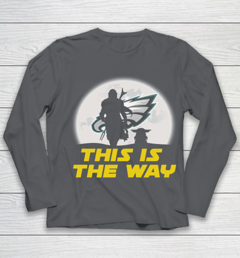Philadelphia Eagles NFL Football Star Wars Yoda And Mandalorian This Is The Way Youth Long Sleeve 6