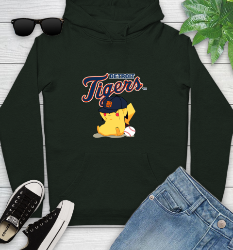 MLB Pikachu Baseball Sports Detroit Tigers Youth Hoodie 13