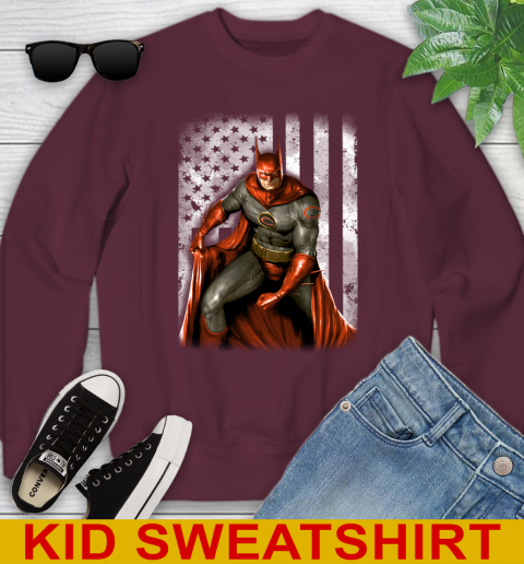 Chicago Bears NFL Football Batman DC American Flag Shirt Youth Sweatshirt 4