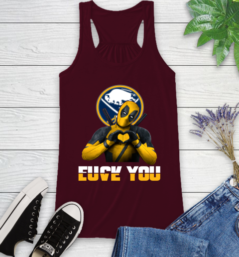 NHL Buffalo Sabres Deadpool Love You Fuck You Hockey Sports Racerback Tank 2