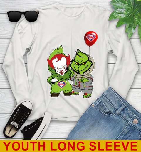 Baby Pennywise Grinch Christmas MLB Baseball Philadelphia Phillies Youth Long Sleeve 12