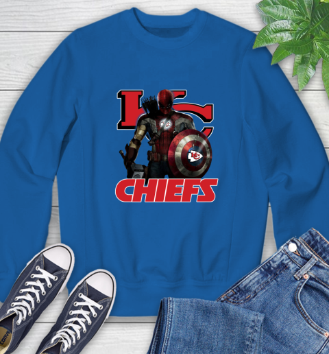 NFL Captain America Thor Spider Man Hawkeye Avengers Endgame Football Kansas City Chiefs Sweatshirt 8