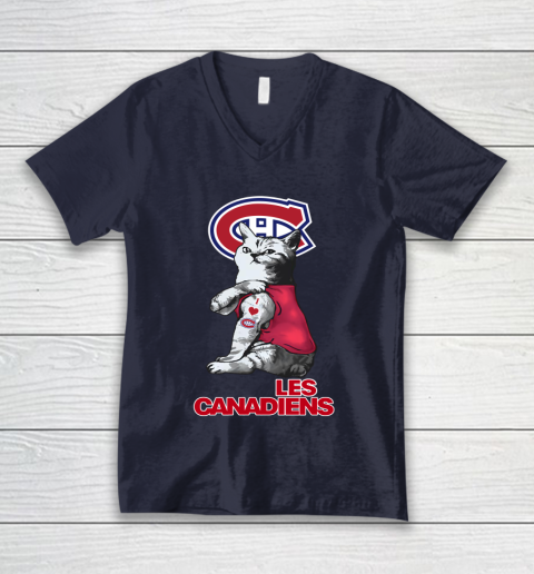 NHL My Cat Loves Montreal Canadiens Hockey V-Neck T-Shirt 2