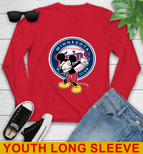 Minnesota Twins MLB Baseball Dabbing Mickey Disney Sports Youth Long Sleeve 11