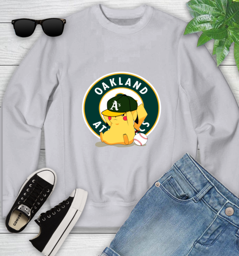 MLB Pikachu Baseball Sports Oakland Athletics Youth Sweatshirt 4
