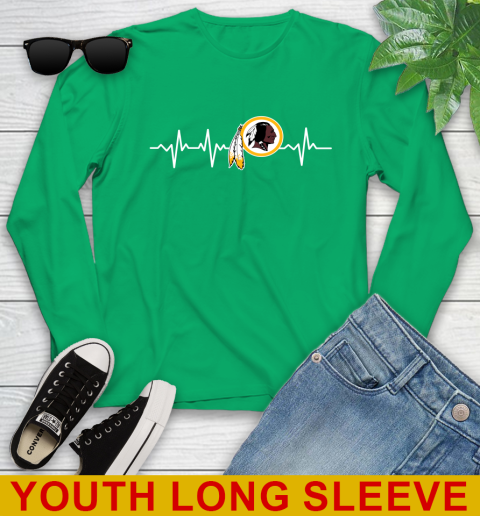 Washington Redskins NFL Football Heart Beat Shirt Youth Long Sleeve 7