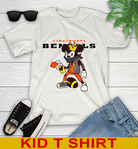 Cincinnati Bengals NFL Football Mickey Peace Sign Sports Youth T-Shirt