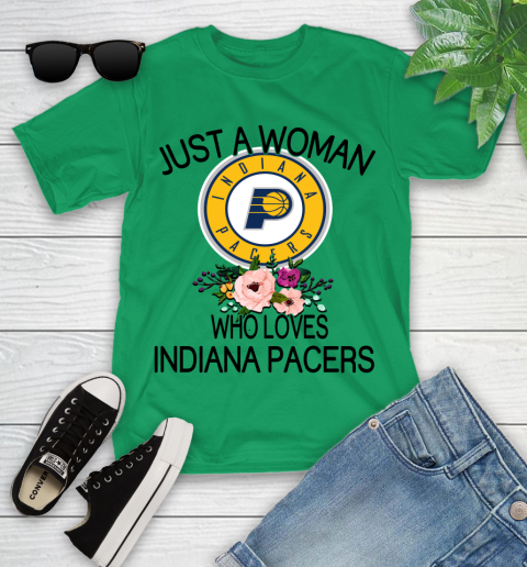 NBA Just A Woman Who Loves Indiana Pacers Basketball Sports Youth T-Shirt 3