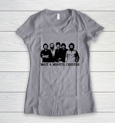 Wait A Minute Chester April Wine Women's V-Neck T-Shirt 2