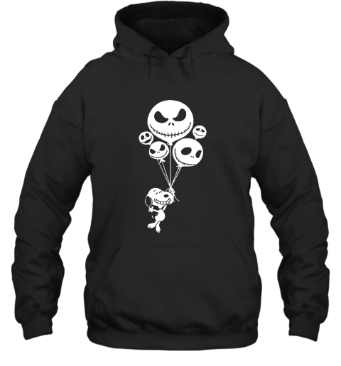 Snoopy Flying Up With Jack Skellington Balloons Hoodie