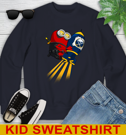 NHL Hockey Buffalo Sabres Deadpool Minion Marvel Shirt Youth Sweatshirt 2