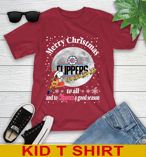 LA Clippers Merry Christmas To All And To Clippers A Good Season NBA Basketball Sports Youth T-Shirt 12