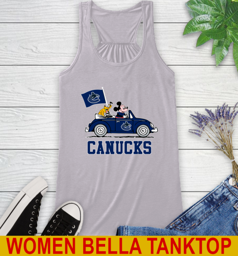 NHL Hockey Vancouver Canucks Pluto Mickey Driving Disney Shirt Racerback Tank 5