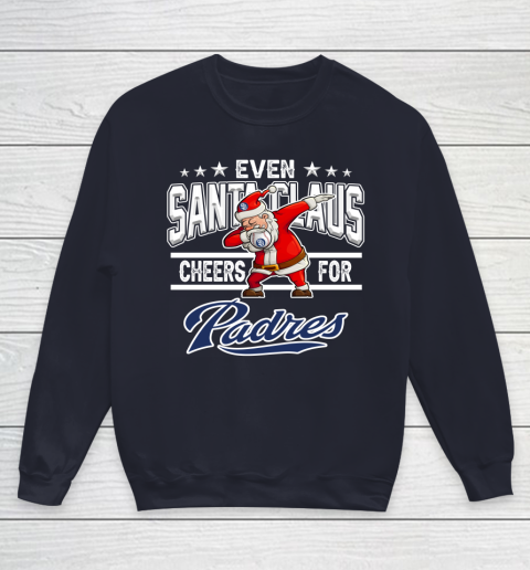 San Diego Padres Even Santa Claus Cheers For Christmas MLB Youth Sweatshirt 2
