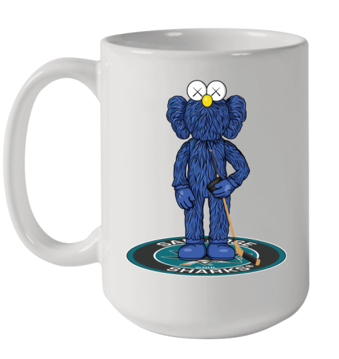 NHL Hockey San Jose Sharks Kaws Bff Blue Figure Shirt Ceramic Mug 15oz