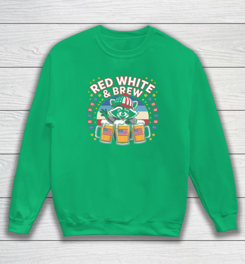 Funny Raccoon red white and brew Independence Day 4th of July Sweatshirt 4