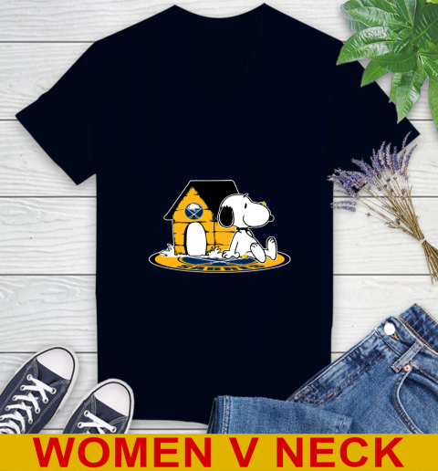 NHL Hockey Buffalo Sabres Snoopy The Peanuts Movie Shirt Women's V-Neck T-Shirt 3