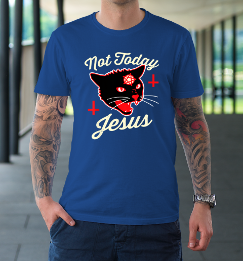 Not Today Jesus Hail Satan Satanic Cat Death Metal Halloween T Shirt Tee For Sports