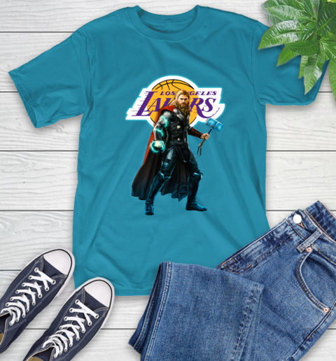 NBA Thor Avengers Endgame Basketball Los Angeles Lakers T-Shirt 8