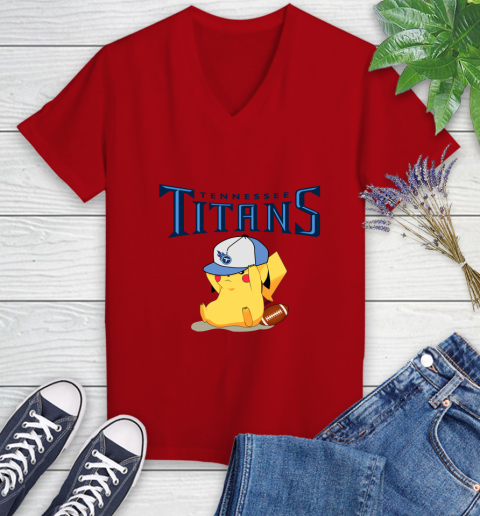 NFL Pikachu Football Tennessee Titans Women's V-Neck T-Shirt 12