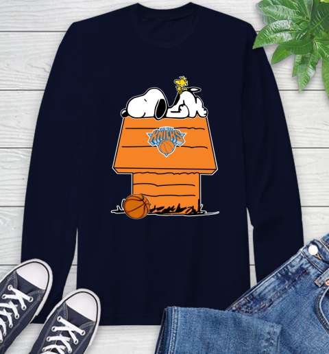New York Knicks NBA Basketball Snoopy Woodstock The Peanuts Movie Long Sleeve T-Shirt 4