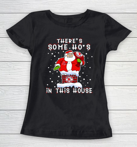 Boston Red Sox Christmas There Is Some Hos In This House Santa Stuck In The Chimney MLB Women's T-Shirt