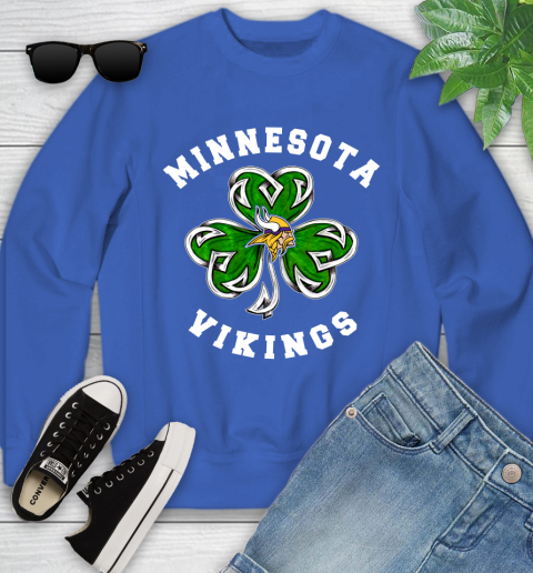 NFL Minnesota Vikings Three Leaf Clover St Patrick s Day Football Sports Youth Sweatshirt Tee For Sports